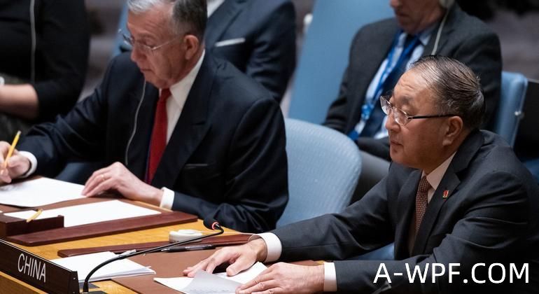 中国常驻联合国代表张军在安理会发言。