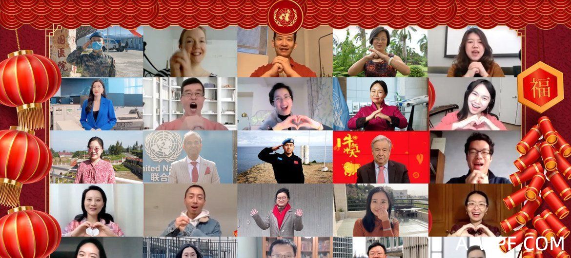 2021年新春，在世界各地联合国各机构工作的中国籍雇员云拜年。